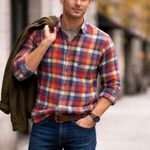 Superdry Plaid Button Down XL Workwear Americana Cabin Core Casual